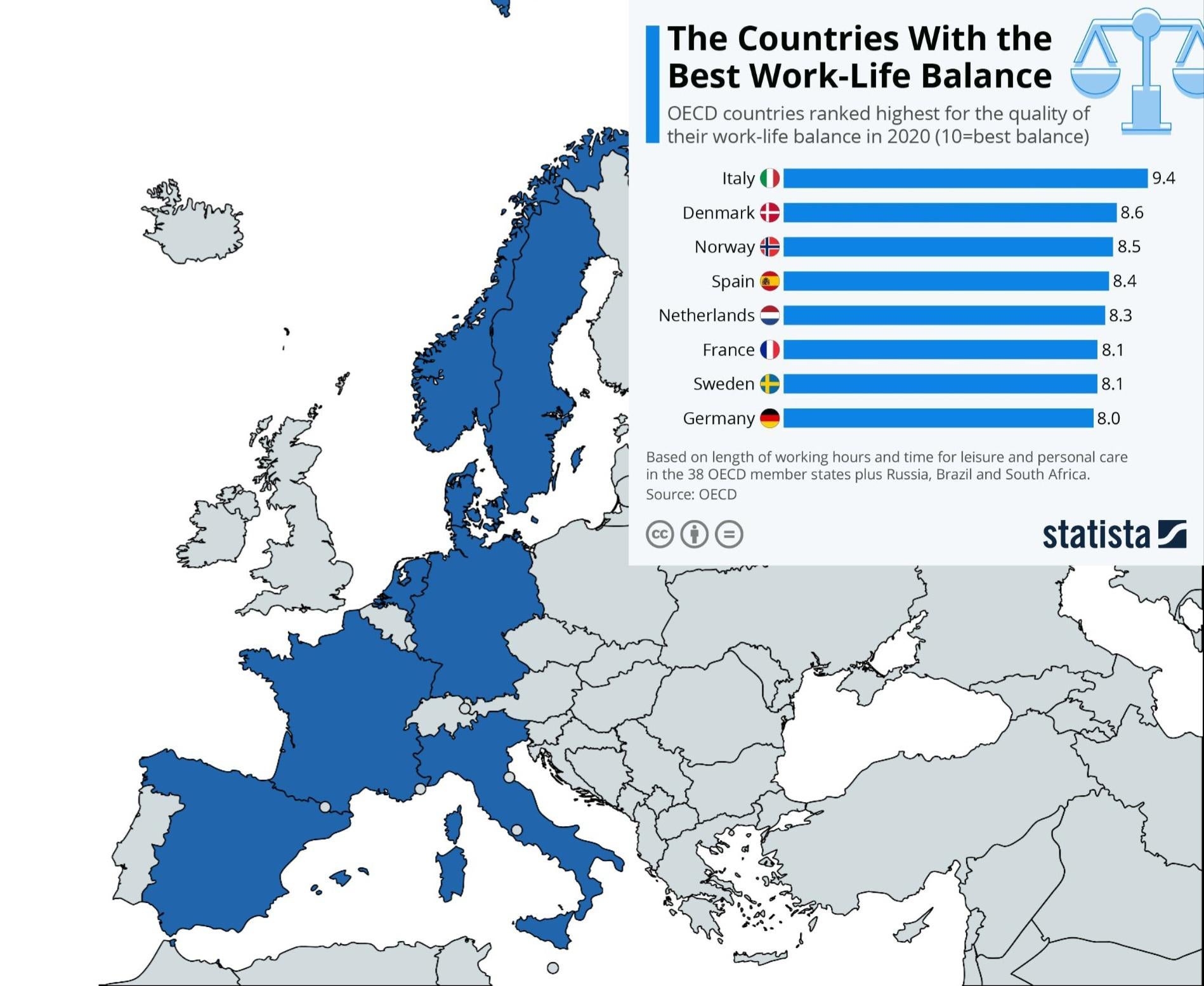 ワークライフバランスの質が最も高い国. それらはすべて西ヨーロッパにあります。 - WALK NEWS