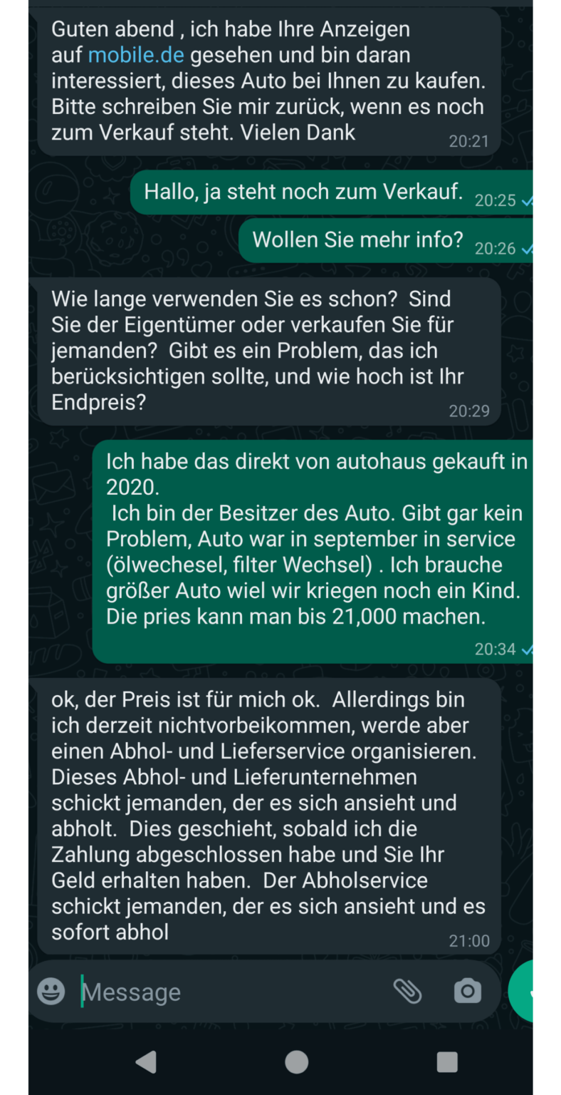 mobile.de での詐欺?