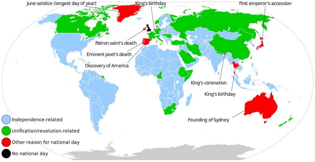歴史を通じて多くの包囲や占領に耐えてきたため、マルタには世界のどの国よりも多い 5 つの建国記念日があります。自由の日 (3 月 31 日)、セッテ・ジュニョ (6 月 7 日)、戦勝記念日 (9 月 8 日) です。 , 独立記念日（9月21日）と共和国記念日（12月13日）。