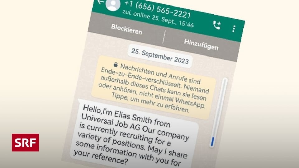 詐欺の波 - Whatsapp & Co. 経由の悪質な求人詐欺 |  SRF