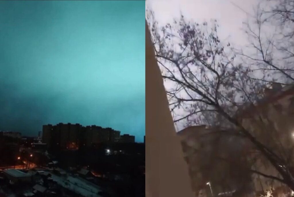 爆発が報告され、モスクワの空に奇妙な光がパニックを引き起こす