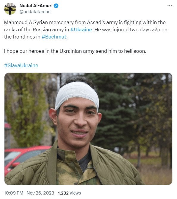 マフムード アサド軍のシリア人傭兵がウクライナでロシア軍の一員として戦っている。