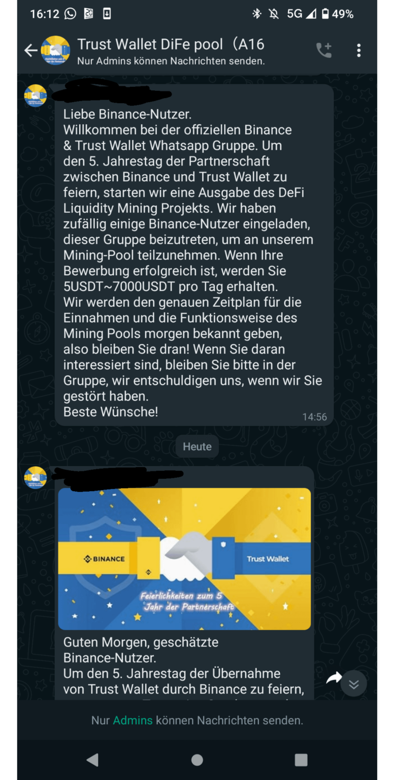 Whatsapp Scam Trust Wallet DeFi プール