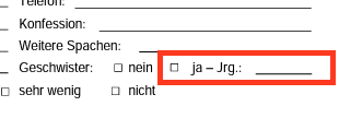 幼稚園のフォーム: 「Geschwister」オプションの「Jrg」は何を意味しますか?