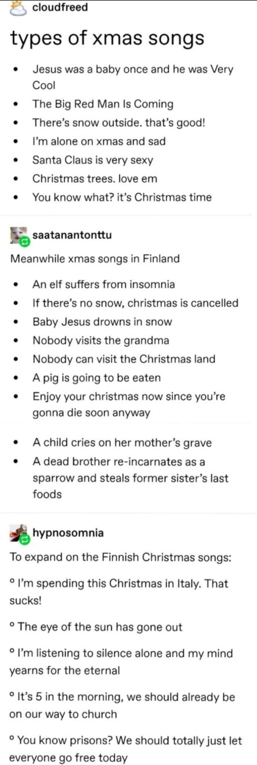 フィンランドのクリスマスソングの季節がまたやって来ました