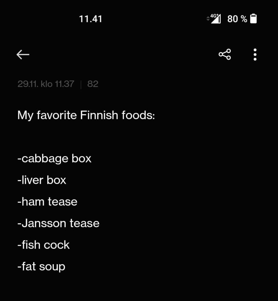 私が好きなフィンランド料理のいくつか