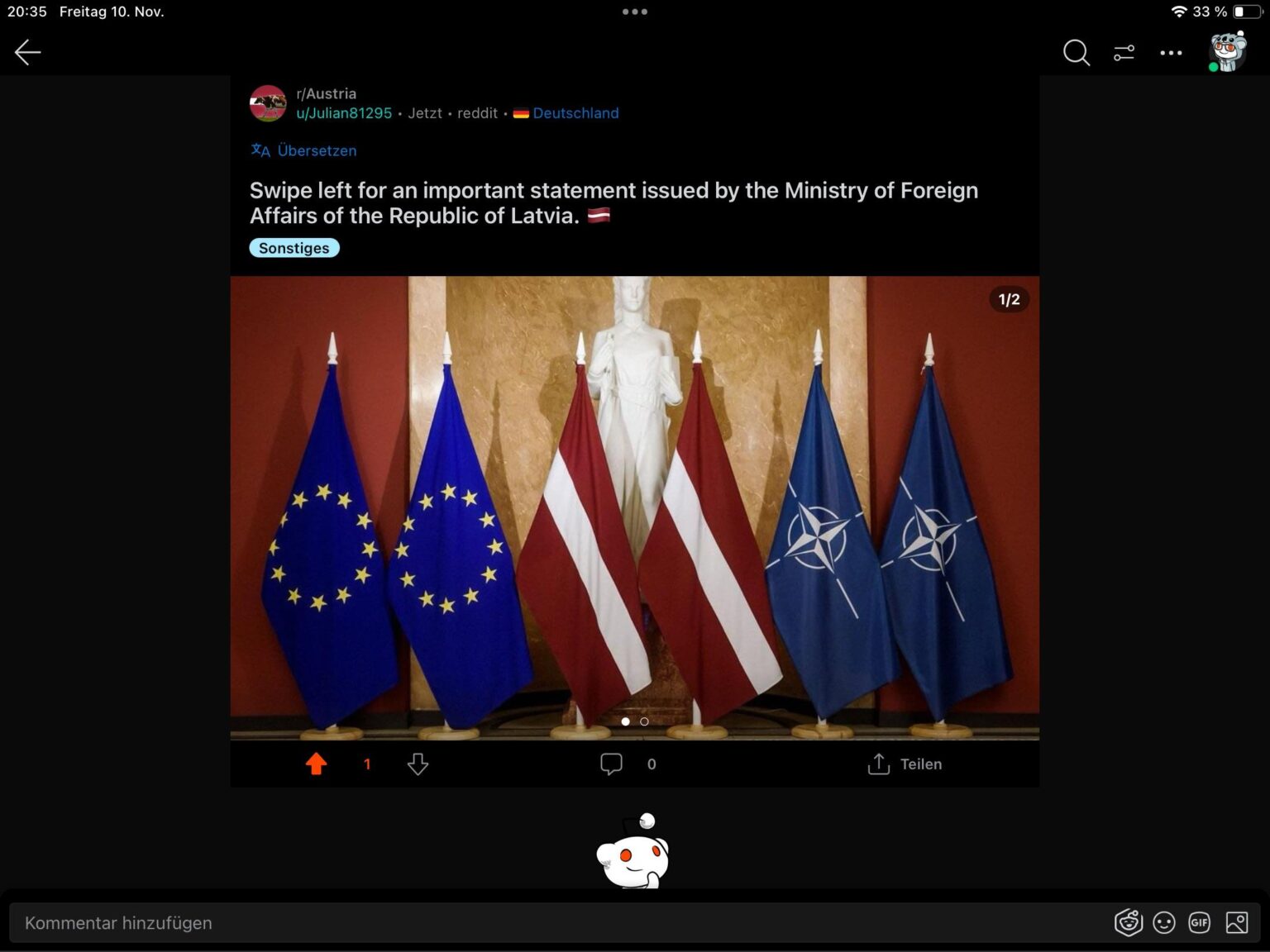 ドイツからラトビアを全力で応援します。  🇩🇪 🤝🏻 🇱🇻