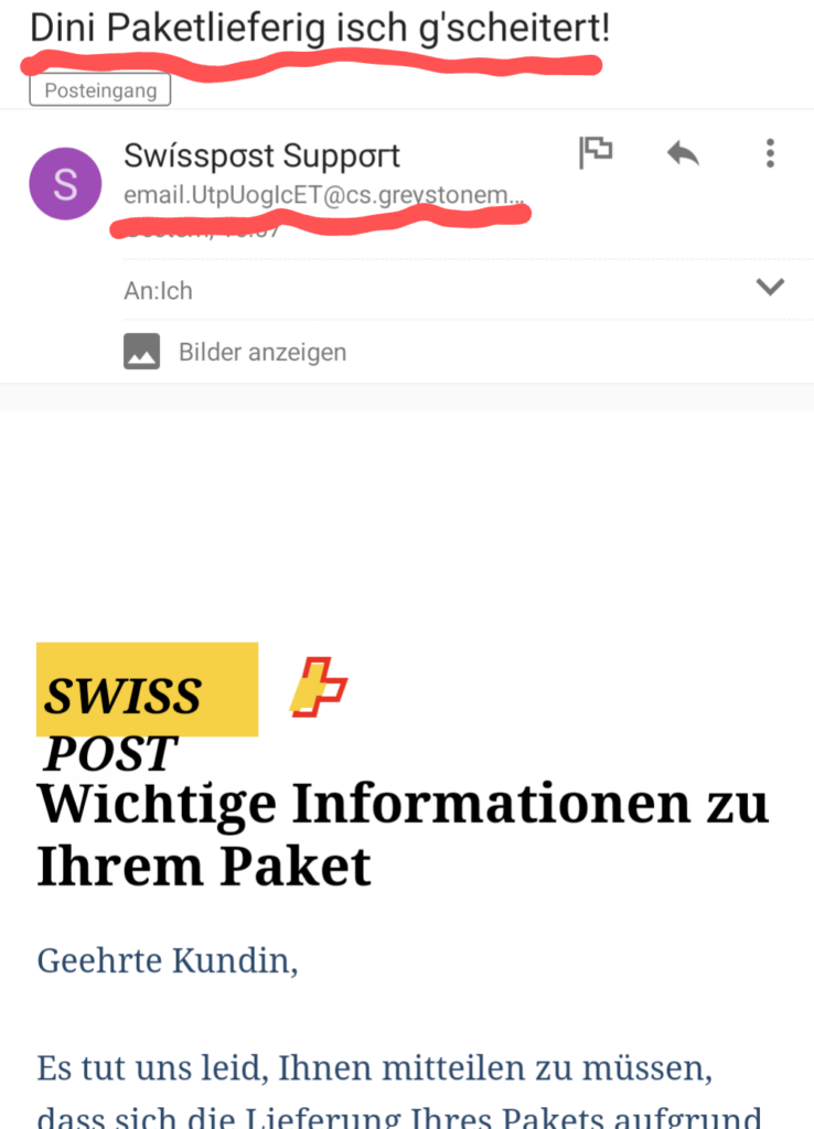 詐欺師はスイスドイツ語が書き言葉であると考えています...