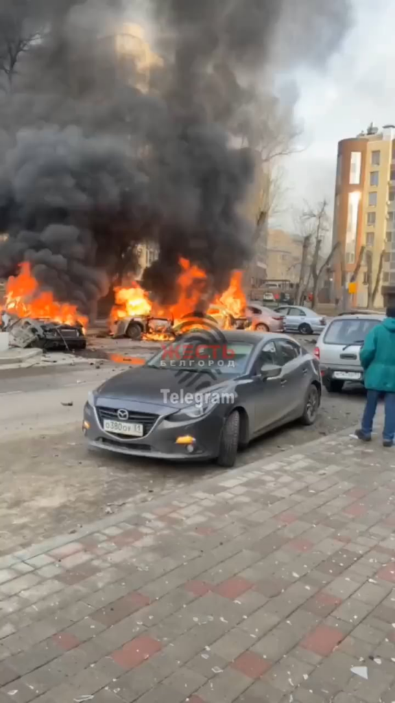 ロシアのベルゴロドで最近起きた爆発の余波。