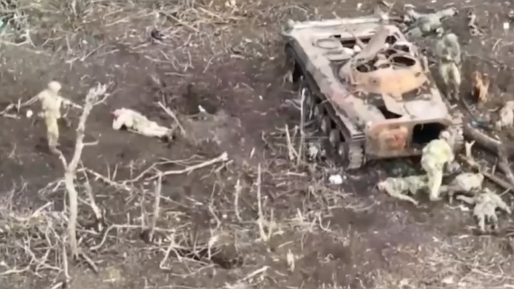 ザポリージャ地域でのウクライナ軍兵士とロシア軍兵士の集団間の戦闘
