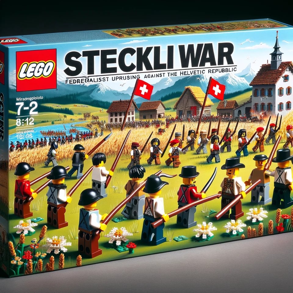 AI にスイスに関するさまざまな実際の歴史的出来事を与え、それを使用してレゴ ゲーム ボックスを作成しました。