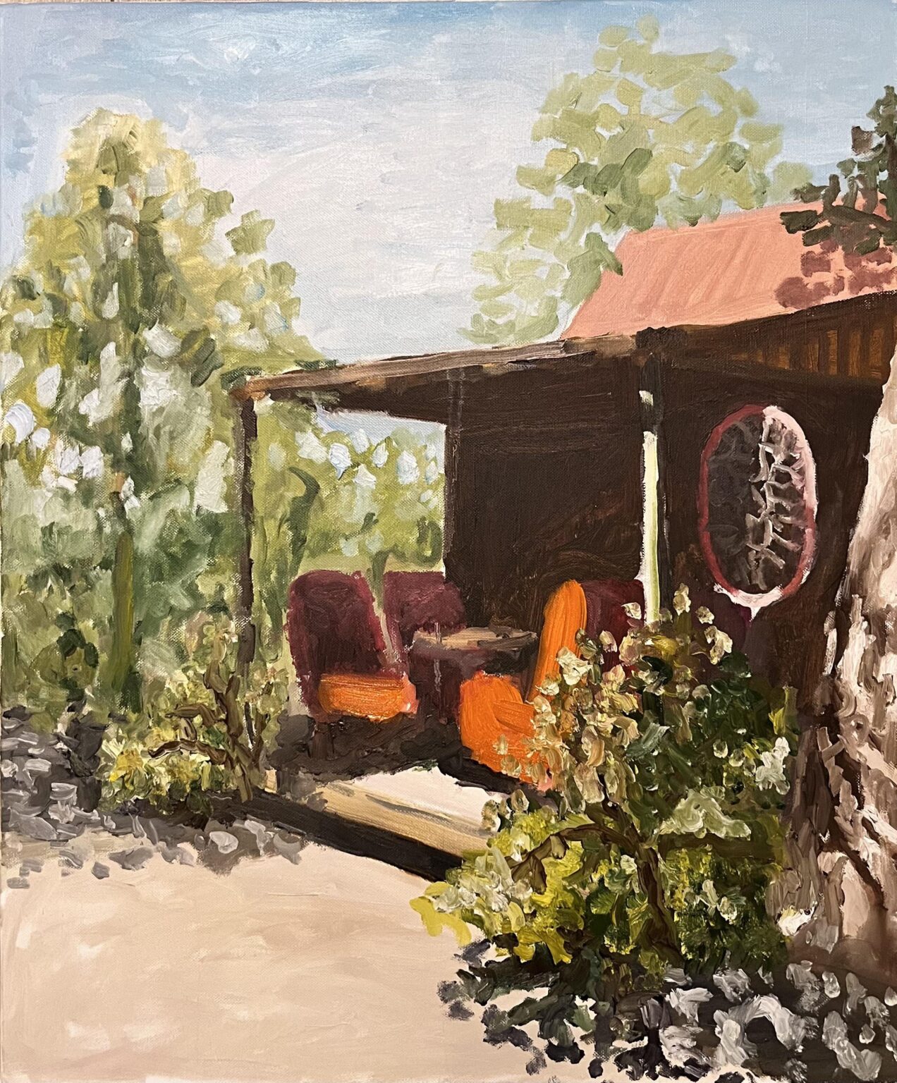 傘。 油彩/キャンバス、50x60cm