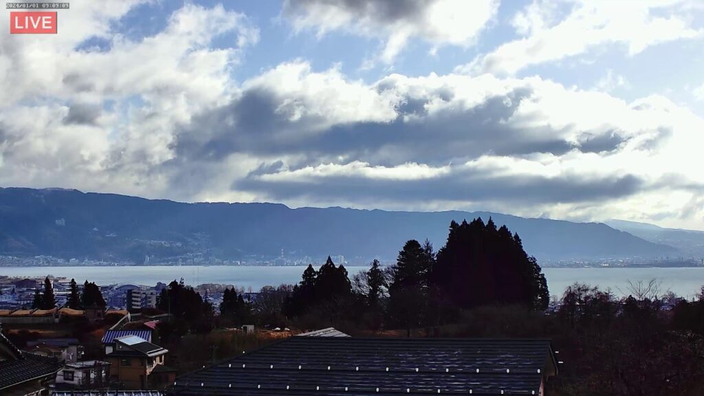 ４Ｋ【LIVE】諏訪湖八ヶ岳ライブカメラ１　信州　諏訪盆地　 Live stream in Lake Suwa　Nagano Japan