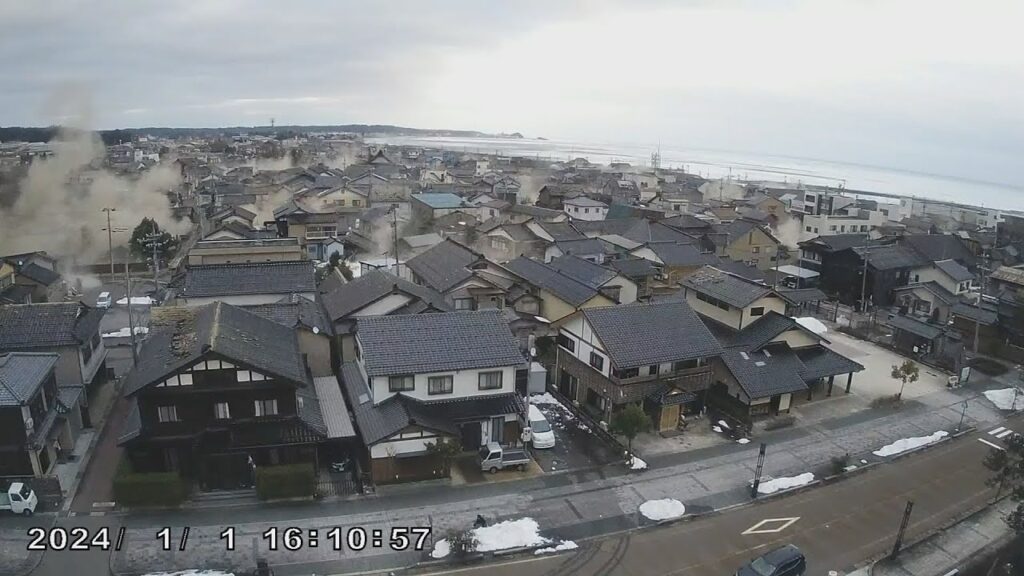 令和６年能登半島地震　発生時の石川県内情報カメラ　２０２４年１月１日の記録（北陸朝日放送）