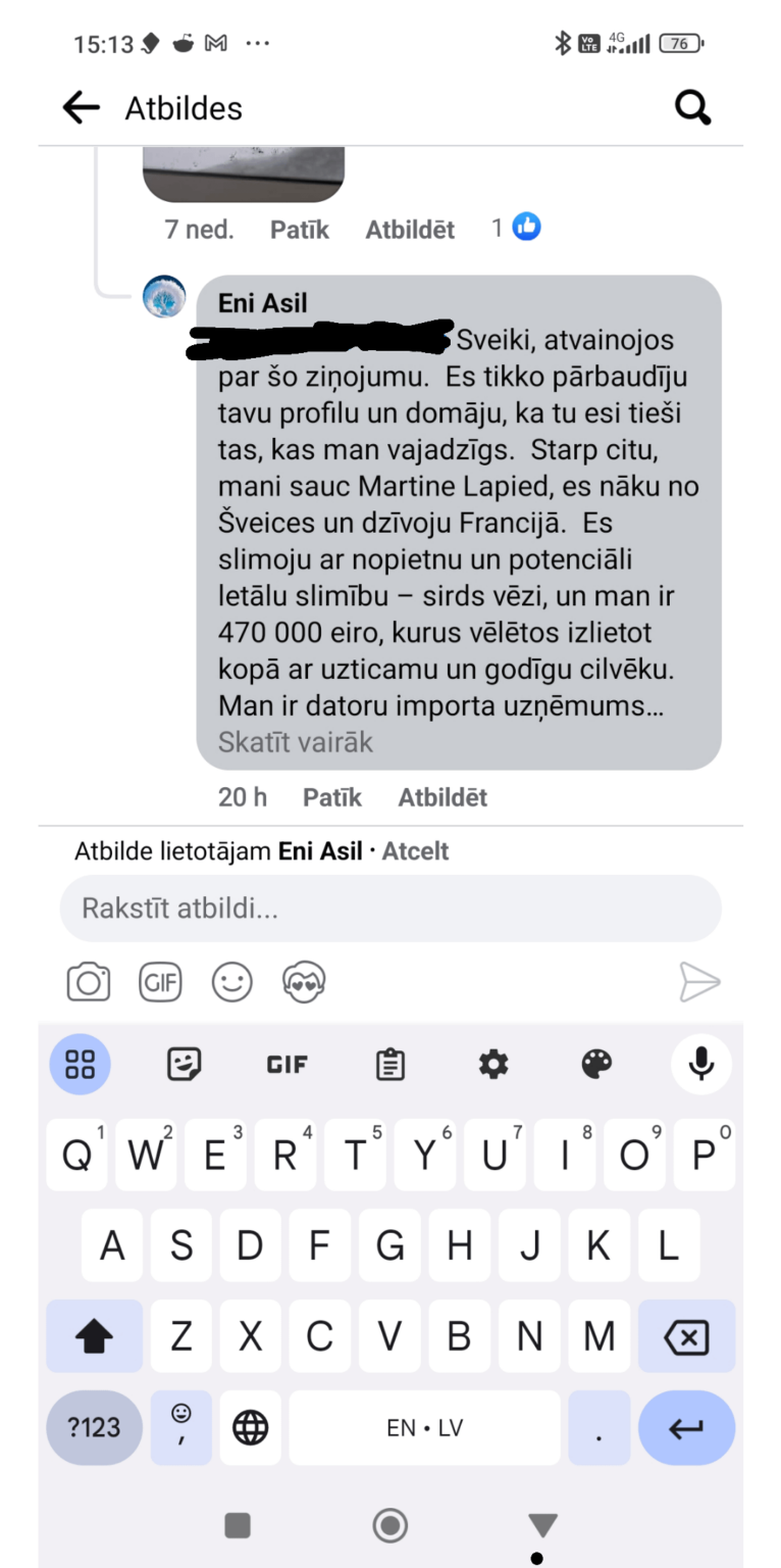Facebook ユーザーは、そのようなコメントを避け、返信しないでください。 これらはあなたからデータを入手できる詐欺師です。