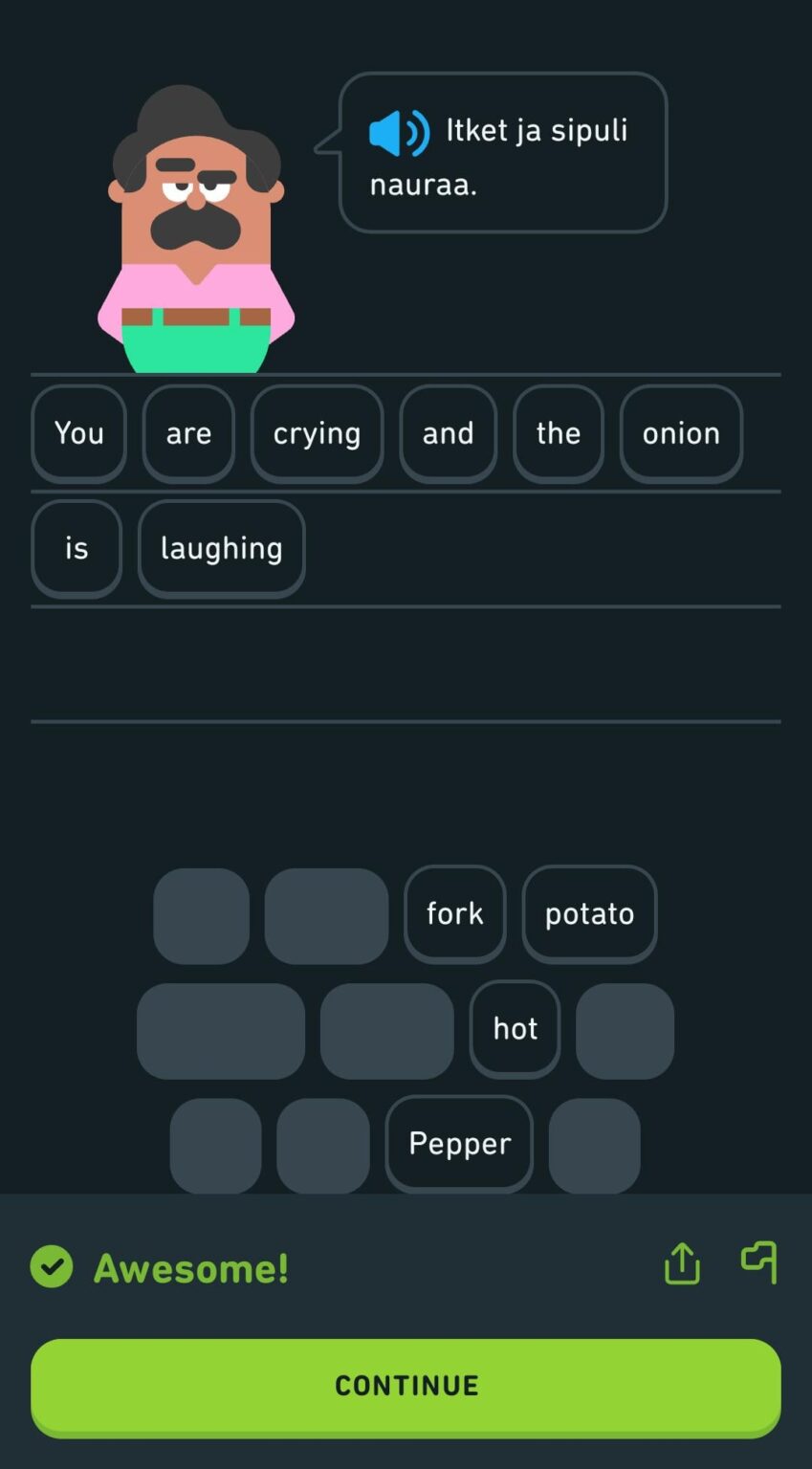典型的な Duolingo レッスン