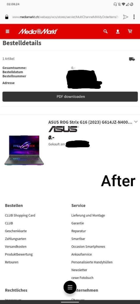 MediaMarkt の注文に関する質問