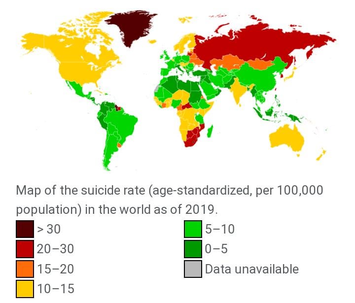 世界中の自殺率