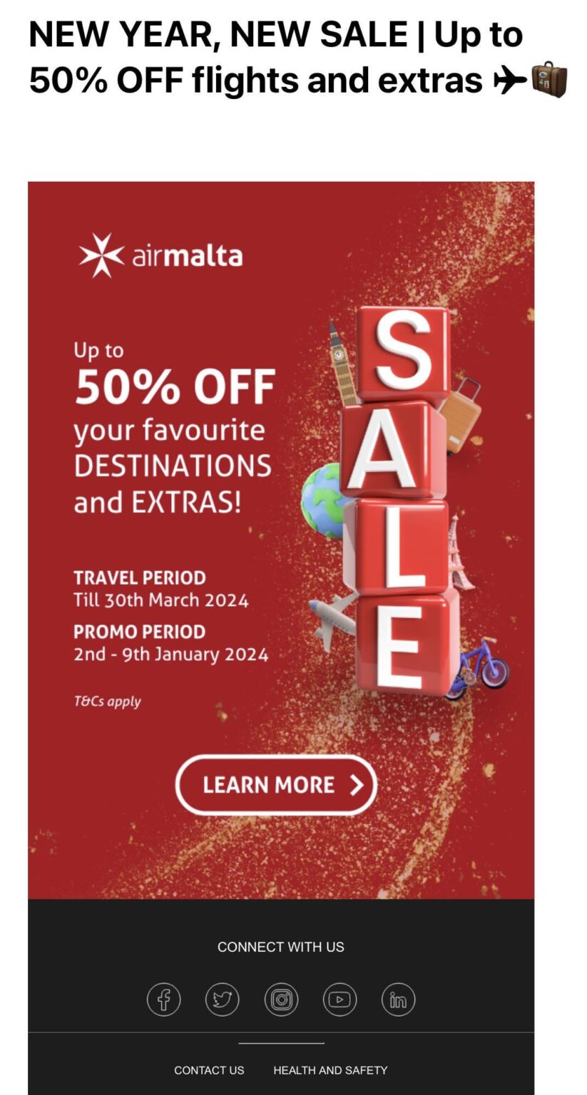 マルタ航空の販売