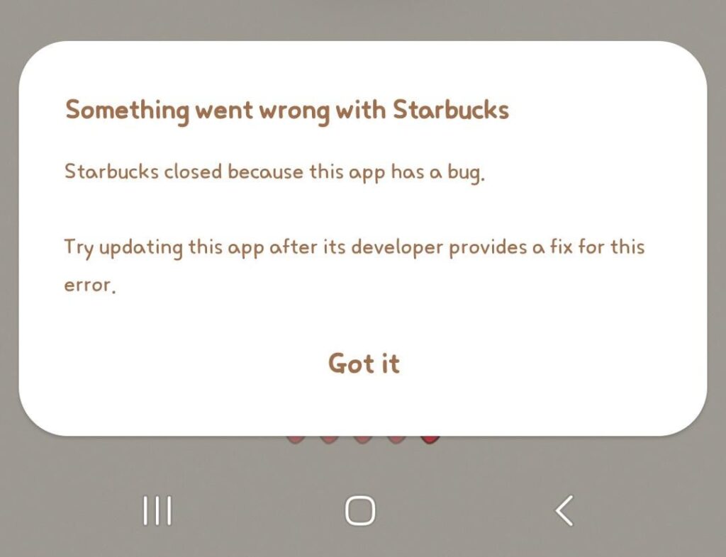 Androidのスターバックスアプリが動作しない