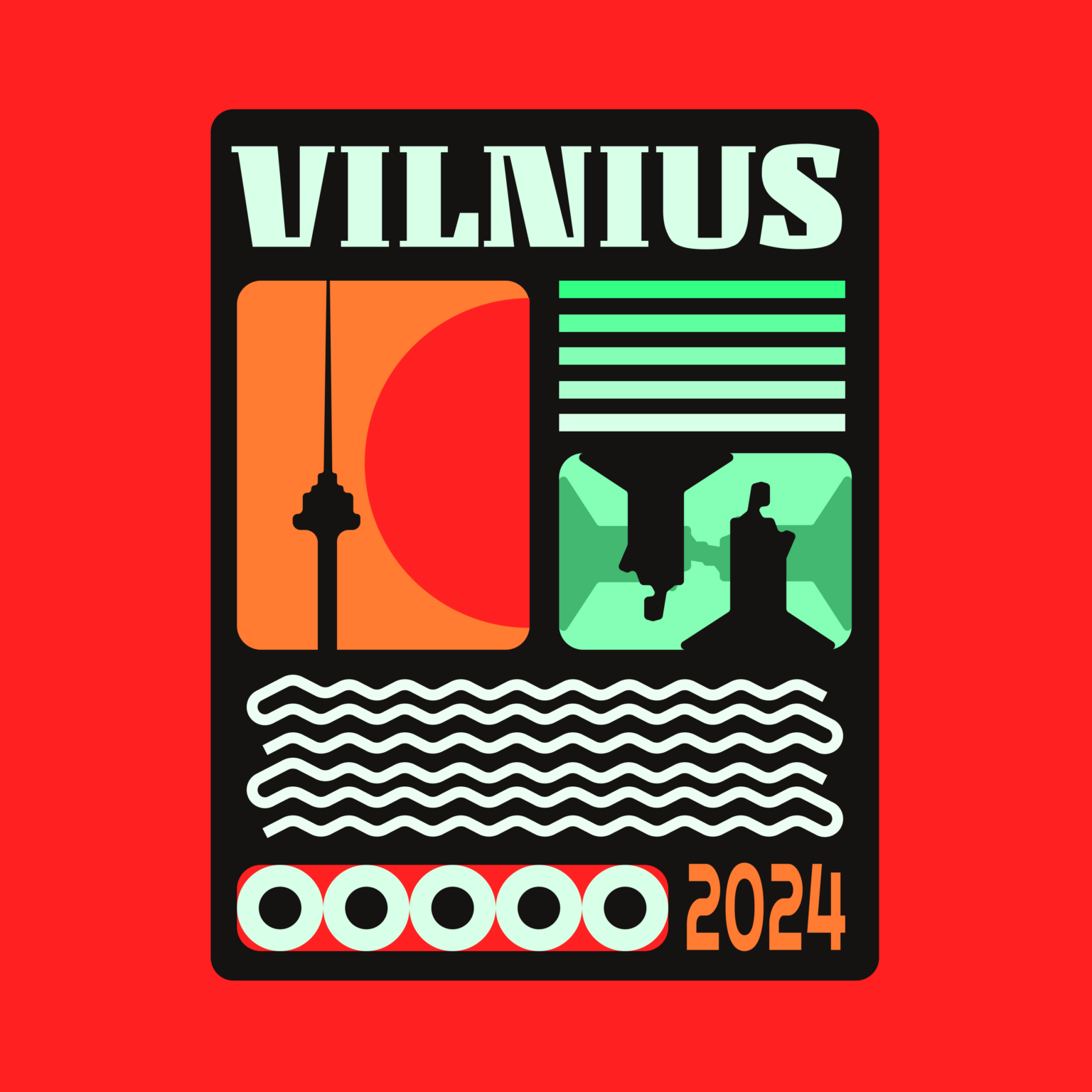 最近描いた「VILNIUS」のポスター。 私は訪問する都市ごとに特別なポスターを作成します