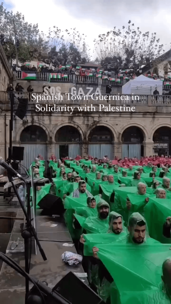 スペインのゲルニカでは、ガザと連帯するために私がこれまで見た中で最も冷静な抗議活動が行われていた。  #チームワーク。