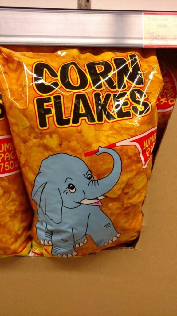 この良いことがどこに行ったか知っていますか？ マキシマスは長年それらを販売していました。 象の青いイメージ:D これらは、リトアニアの他の既存のブランドと比較して、個人的に最もおいしい (よりトーストされ、かなりカリカリとした) コーンフレークでした