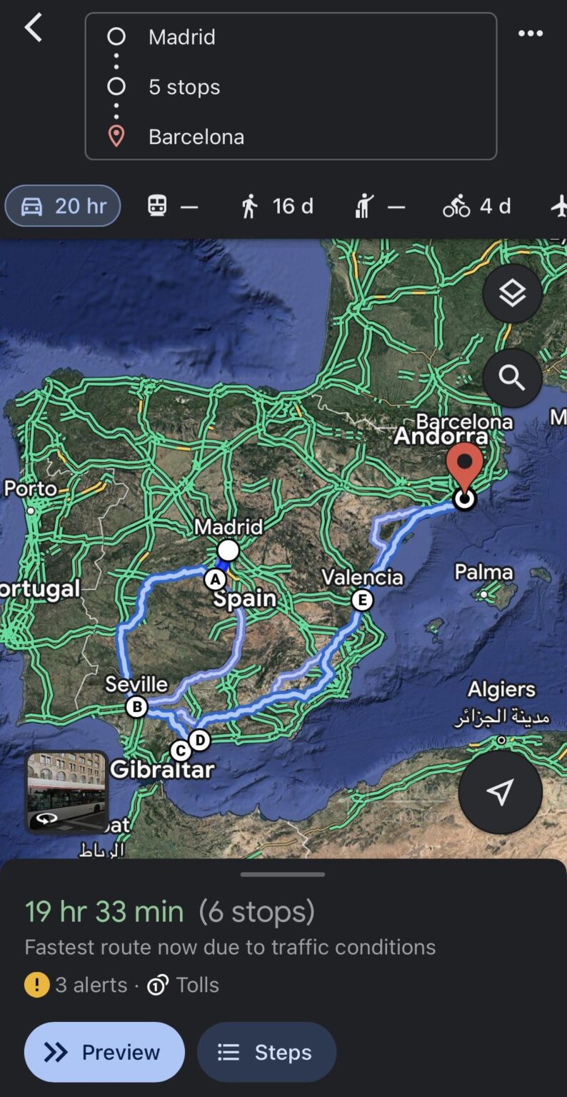 スペインでのレンタカー