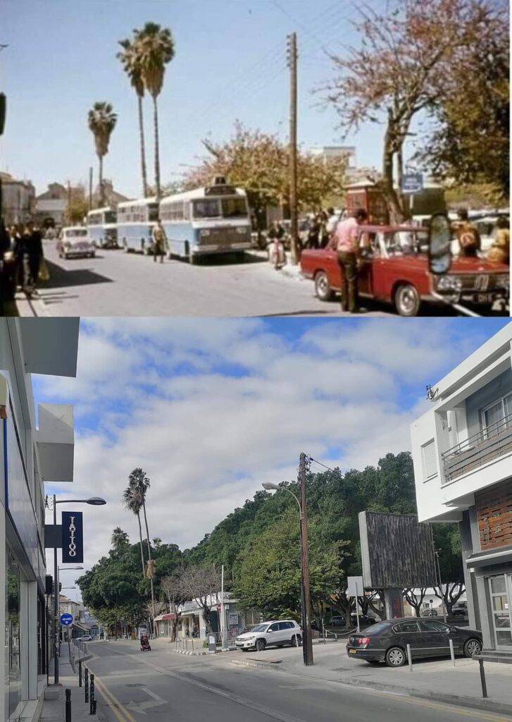 リマソール、地元市場近く、アンドレウ・テミストクリス通り 1980 vs 2022