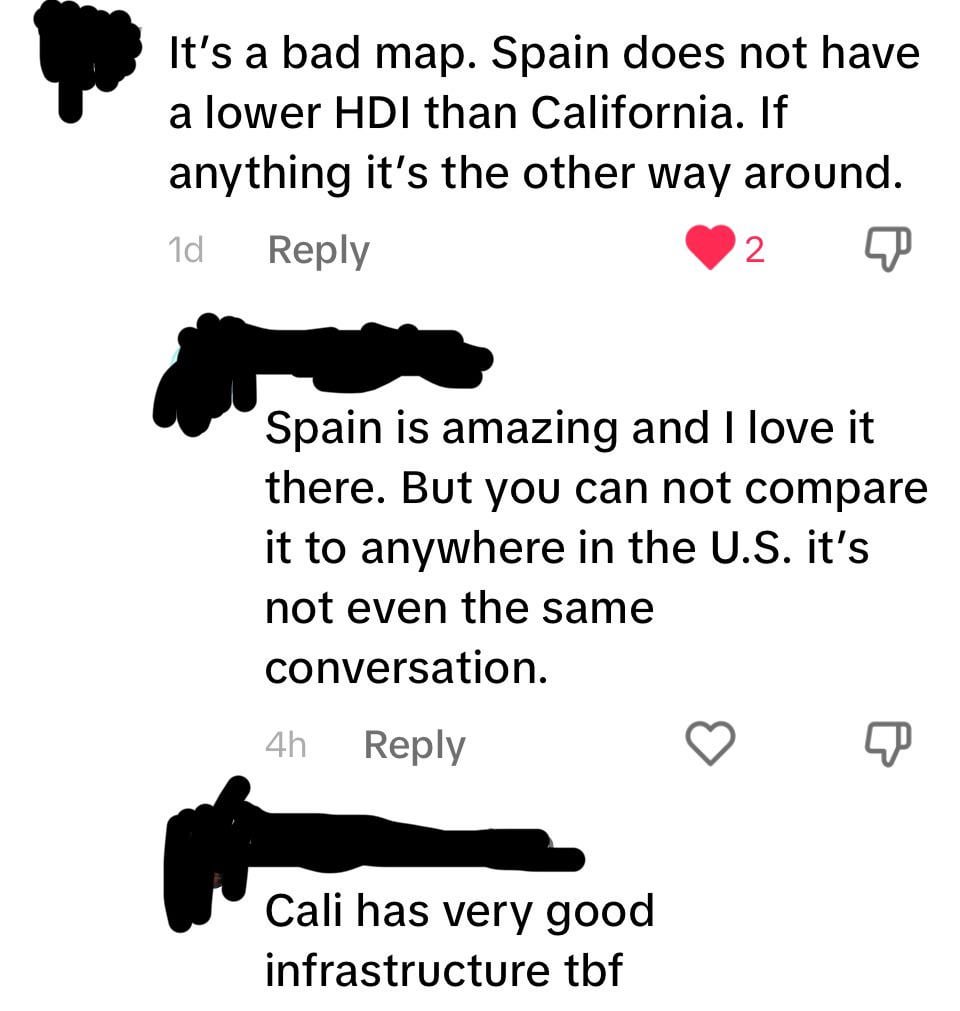 "しかし [en terminos de Índice de Desarrollo Humano (IDH)] 比較することはできません [España] 米国にはどこにもありません。 同じ会話ですらない。」