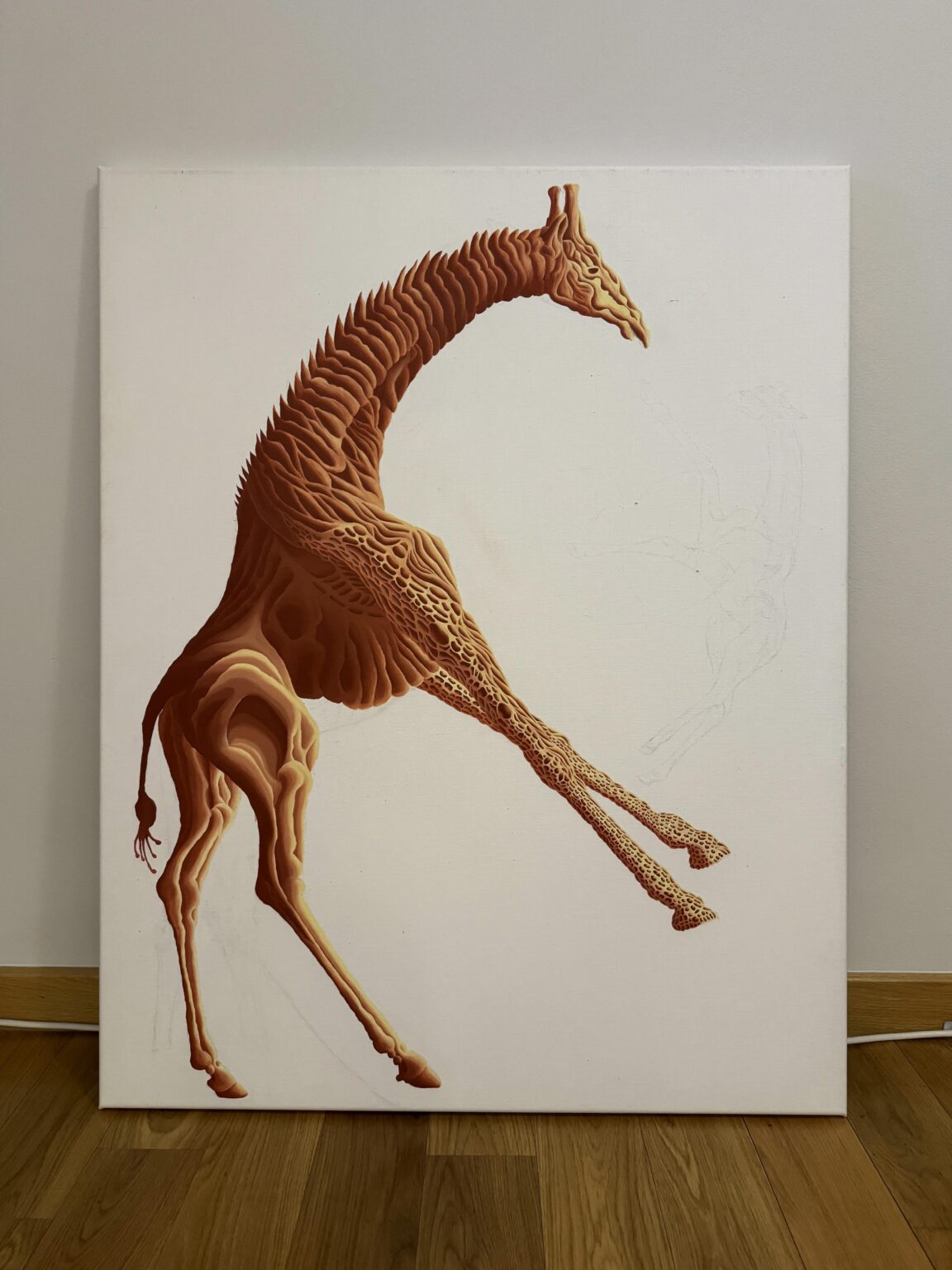 以前は馬、今はキリン - 油絵の具