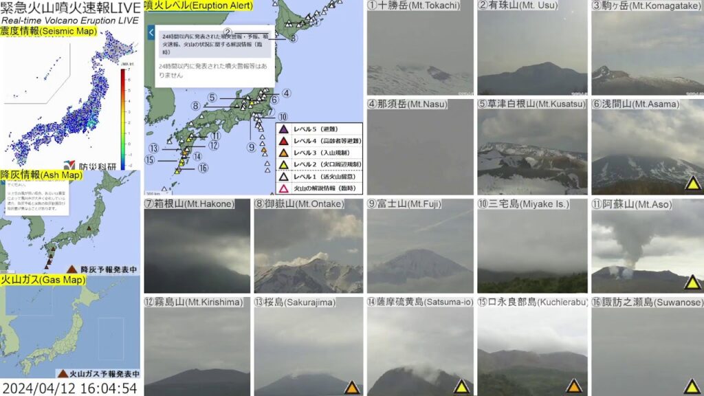 🔴緊急火山噴火速報ライブ The Real-time Volcano Eruption Alert in Japan