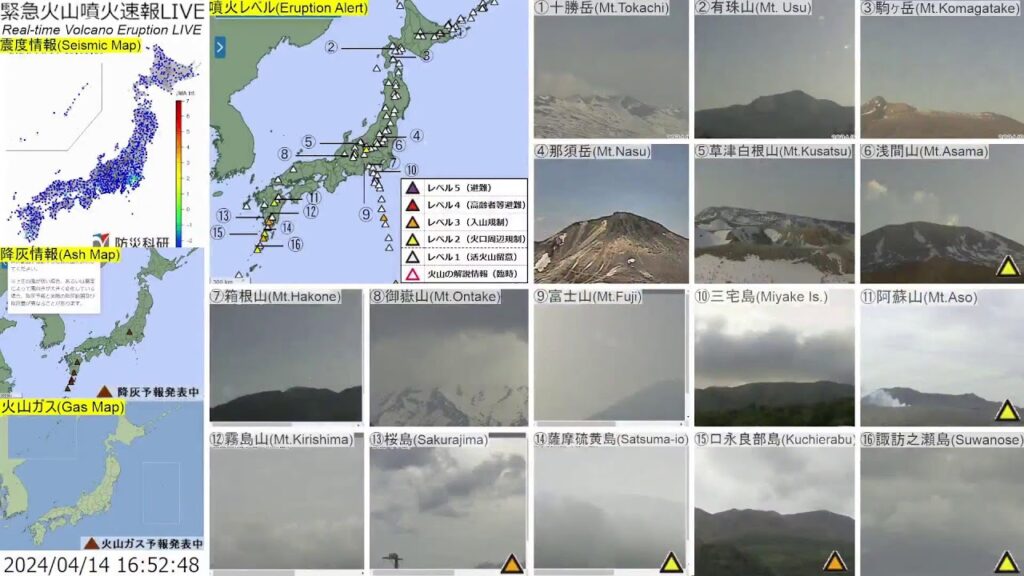 🔴緊急火山噴火速報ライブ The Real-time Volcano Eruption Alert in Japan