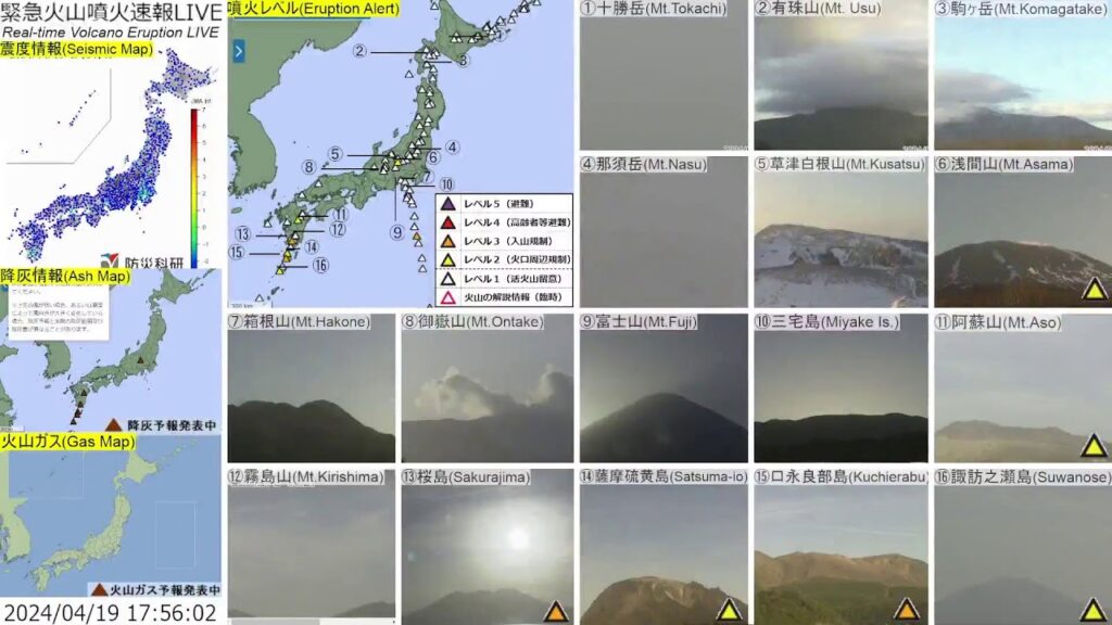 🔴緊急火山噴火速報ライブ The Real-time Volcano Eruption Alert in Japan
