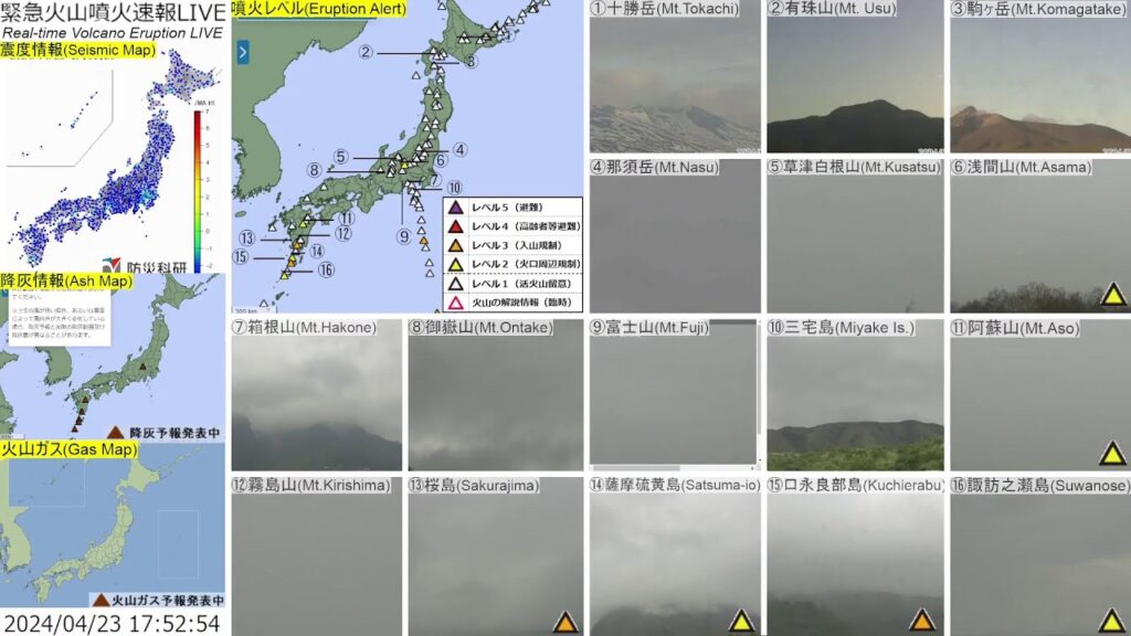 🔴緊急火山噴火速報ライブ The Real-time Volcano Eruption Alert in Japan