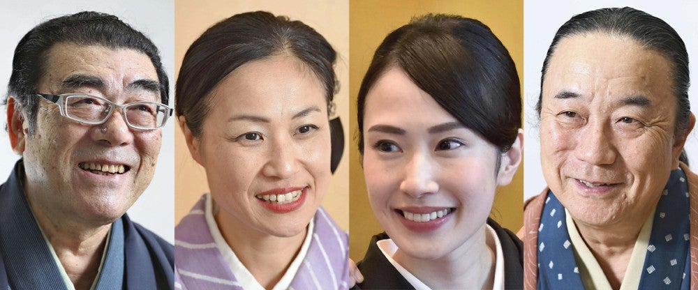 今年の６回目は令和の講談界を引っ張る看板がそろった。左から松鯉、織音、貞鏡、琴調