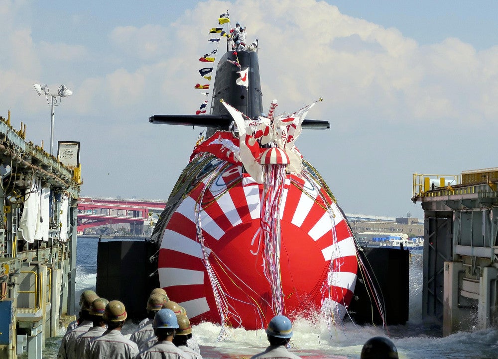 海上自衛隊の「たいげい」型潜水艦の進水式（２０２３年１０月撮影）