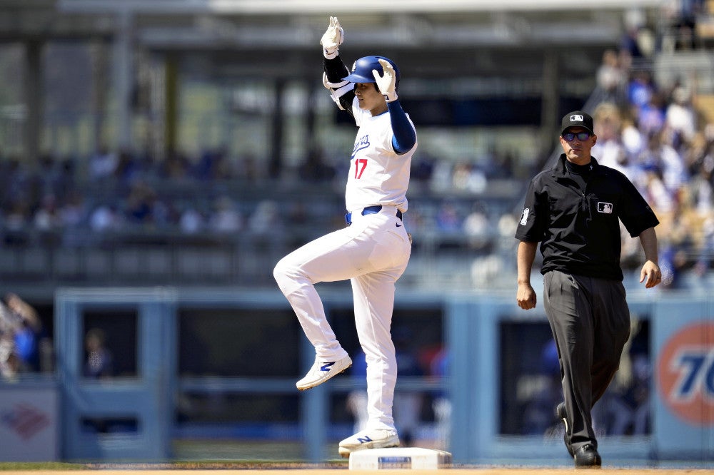 メッツ戦で五回に二塁打を放った大谷翔平（２０日）＝ＡＰ