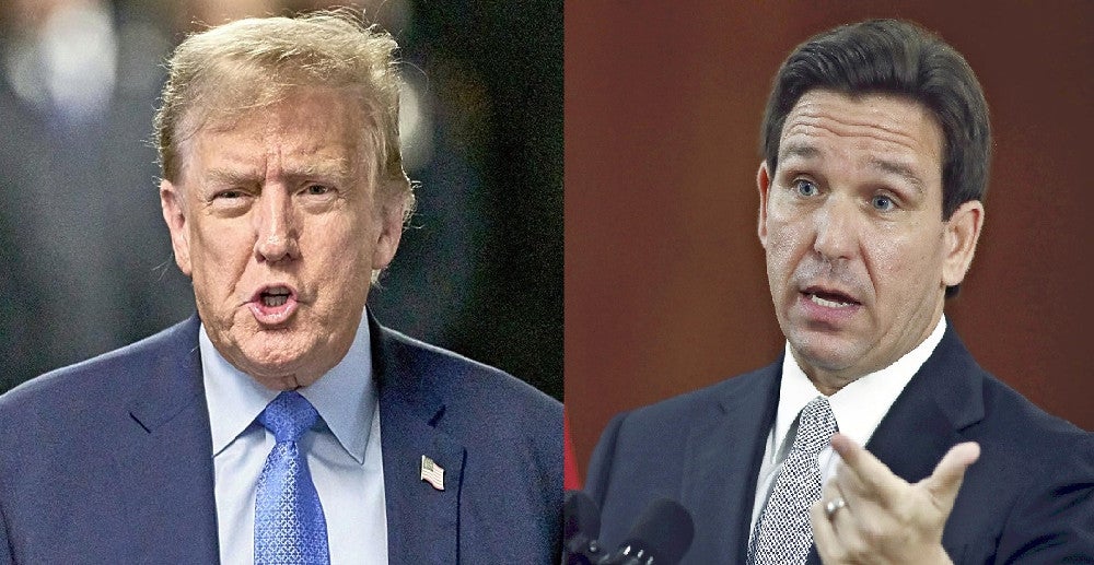 トランプ氏（左）とデサンティス氏＝ロイター、ＡＰ