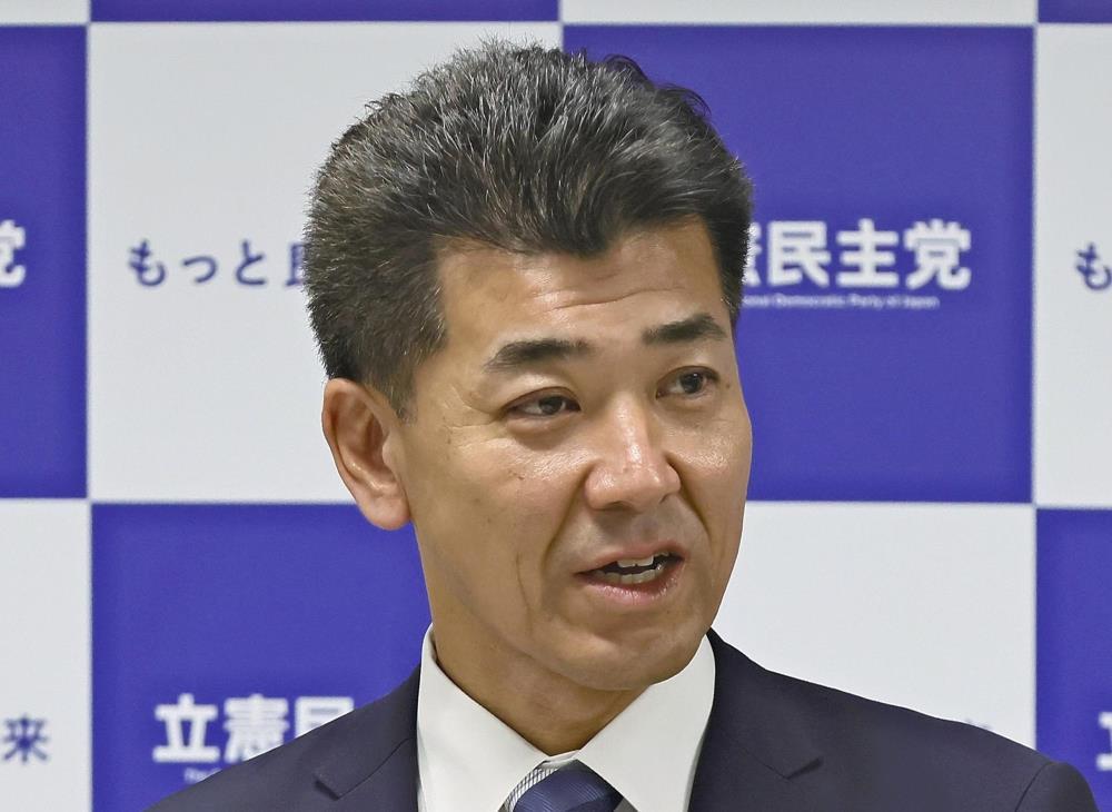 立憲民主党の泉代表（２８日、東京都千代田区で）＝米山要撮影