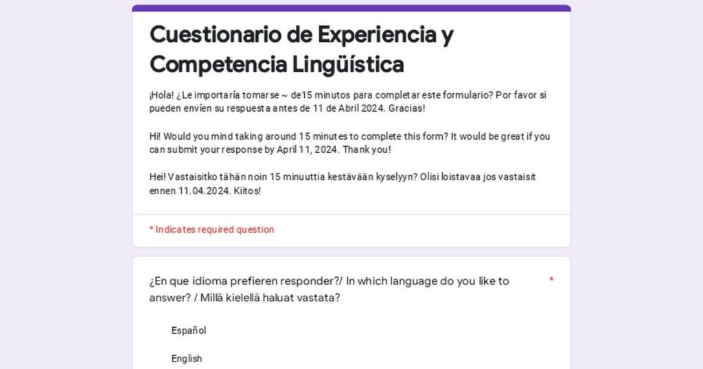 こんにちは! あなたはキューバ系スペイン語を話す人ですか? 私たちの調査にご協力いただけると幸いです。 こんにちは! あなたはキューバ系スペイン語を話す人ですか? 私たちの調査にご協力いただけると幸いです。