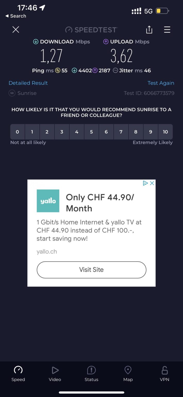 Yallo の接続速度