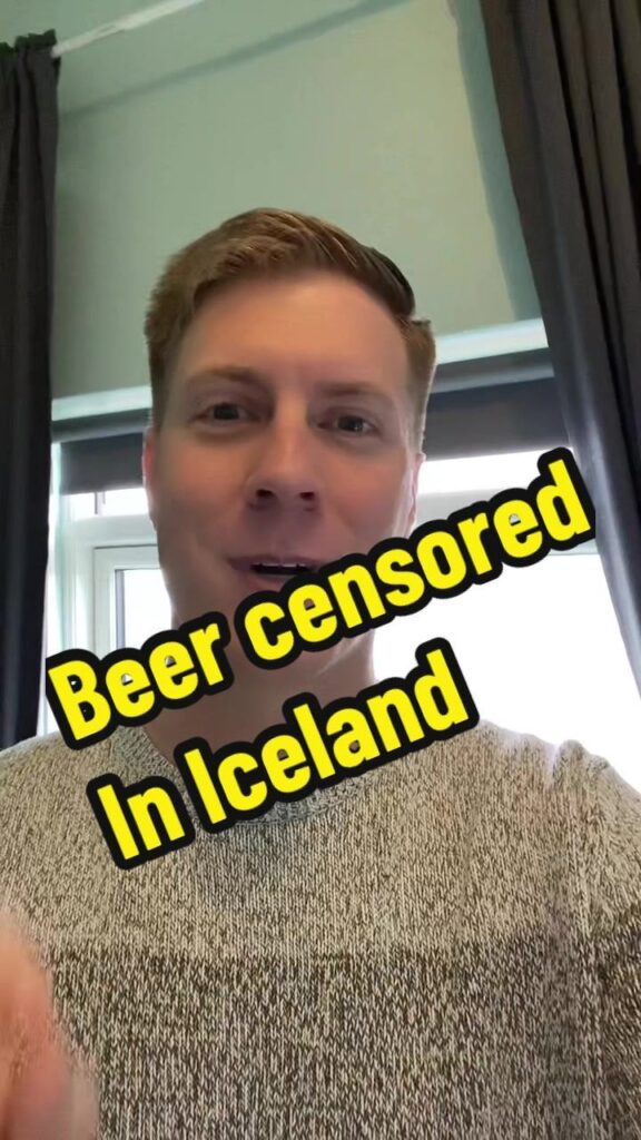 アイスランド検閲、漫画の鳥のロゴの上にBrewDog IPAビール