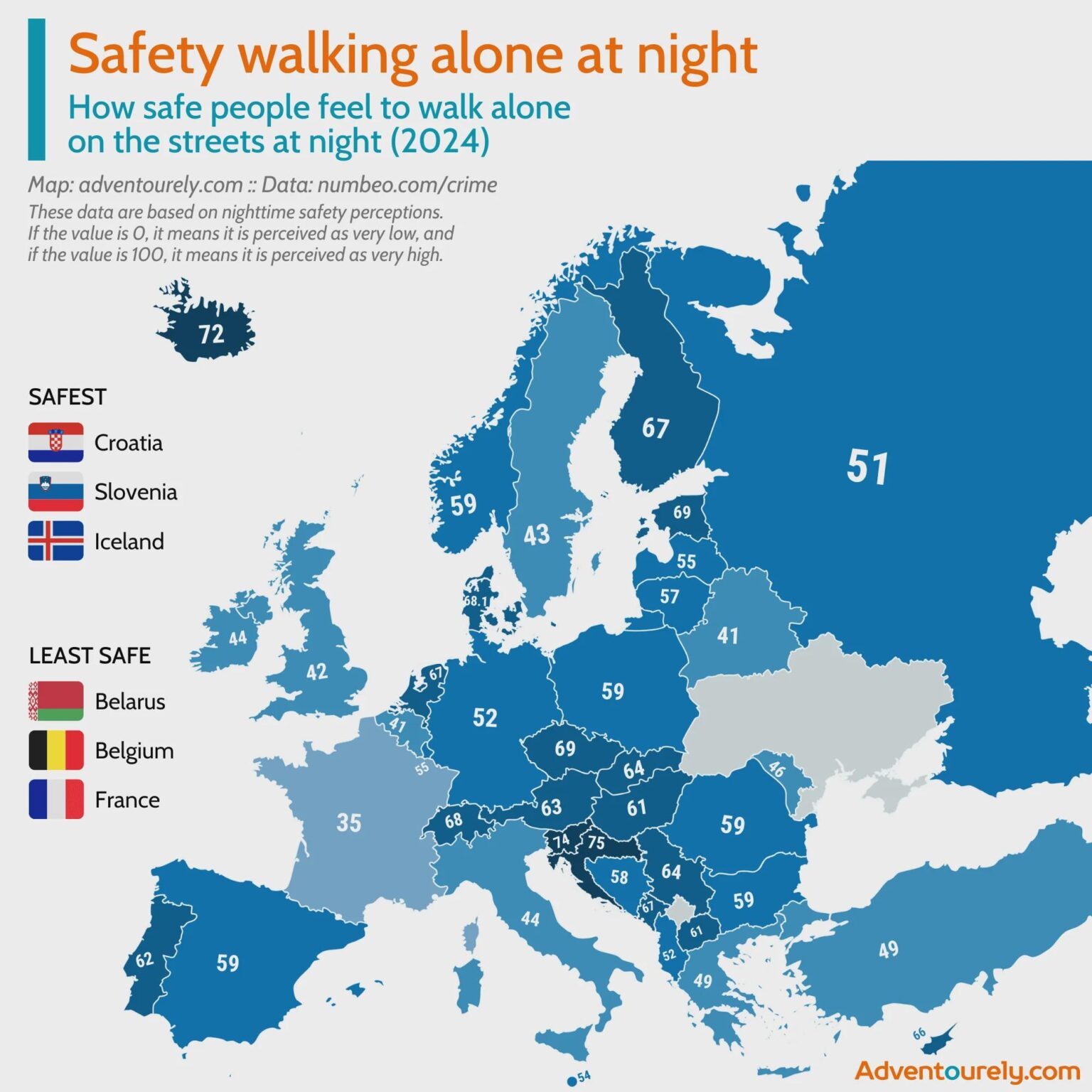 ベルギーは夜道を一人で歩くのが最も危険な国の一つです