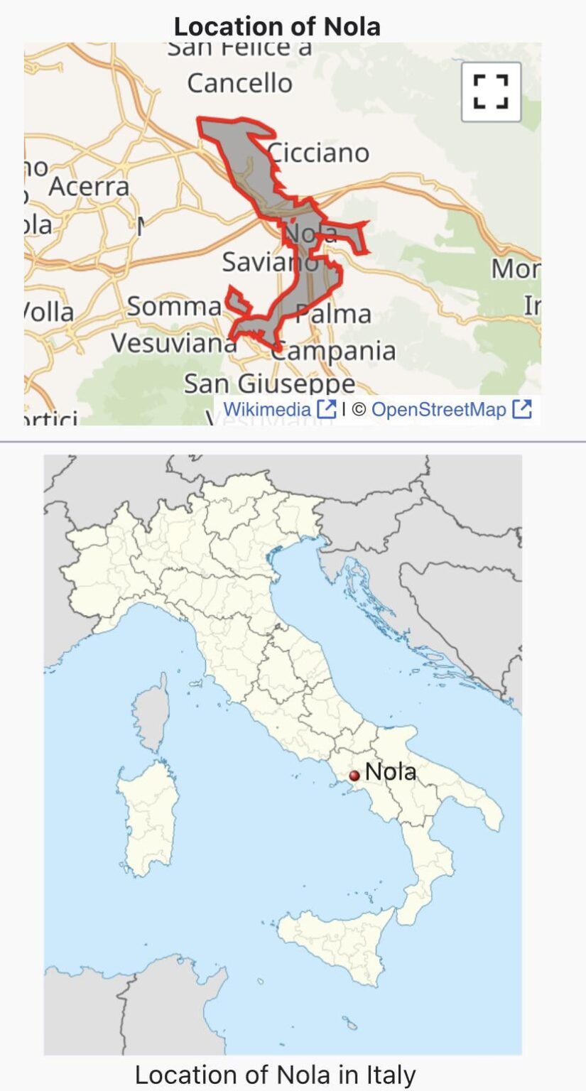 ノーラの自治体はイタリアとほぼ同じ形をしています (意図的か偶然か?)