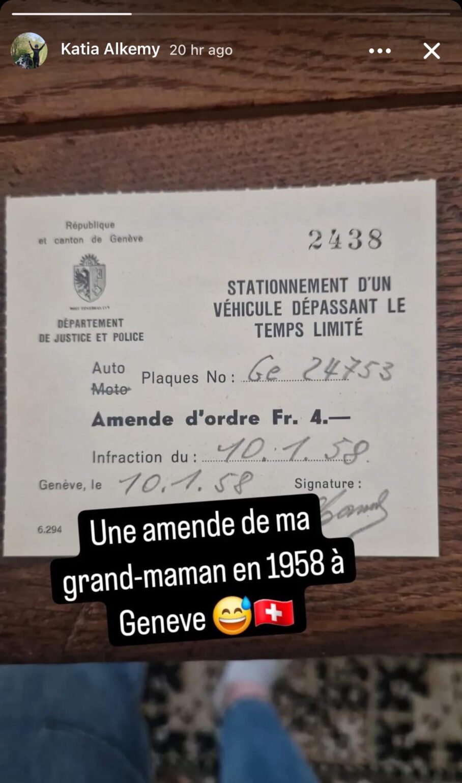 ジュネーブでの1958年の駐車罰金