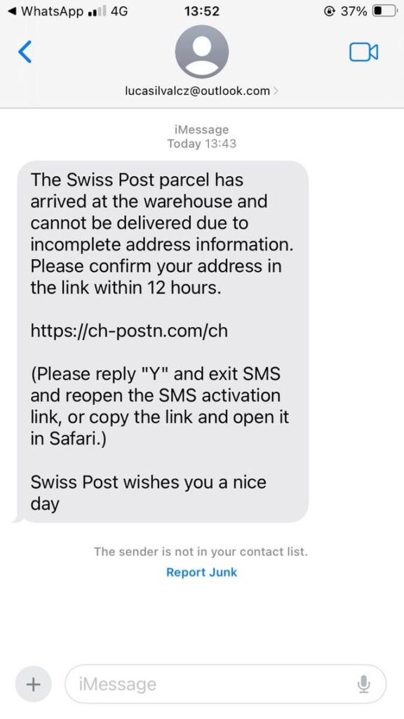 フィッシングの季節です。 スイス人よ、安全を保ってください