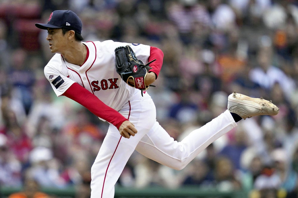 ジャイアンツ戦でメジャー初登板したレッドソックスの上沢直之投手（ＡＰ）
