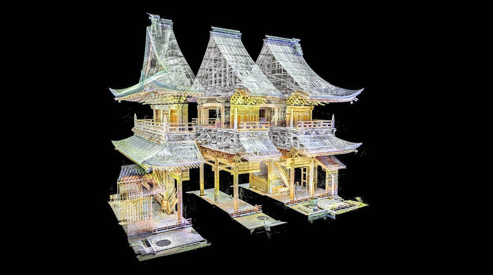 「デジタルツイン」技術で再現した永平寺の山門＝永平寺・清水建設提供