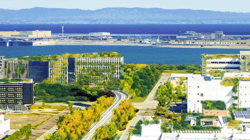 緑化が進んだ２０５０年の医療産業都市のイメージ図（Ｔｏｋｙｏ　Ｕｎｉｖｅｒｓｉｔｙ　ｏｆ　ｔｈｅ　Ａｒｔｓ，　Ｆｕｊｉｍｕｒａ　Ｌａｂｏｒａｔｏｒｙ）